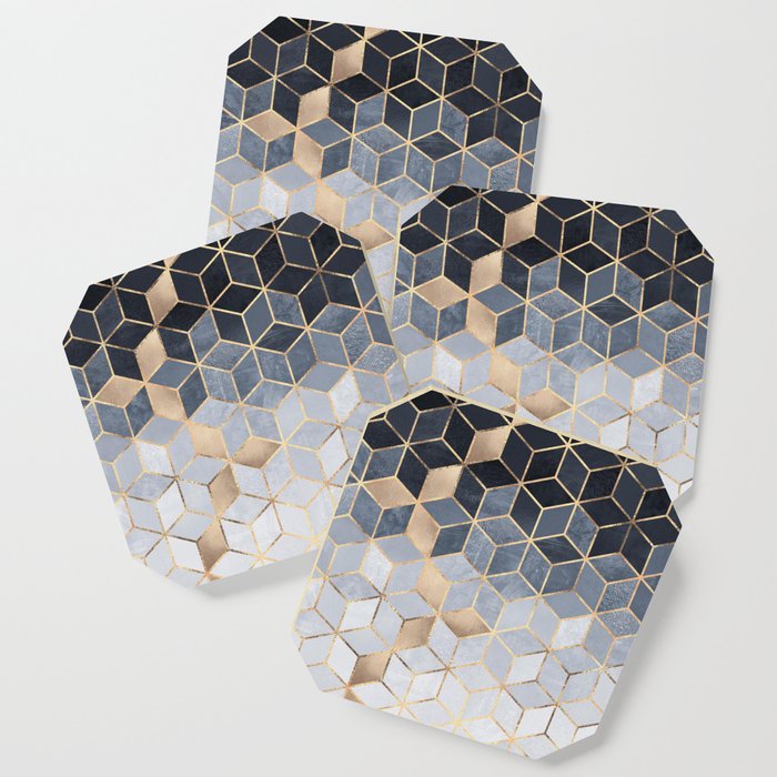 Soft Blue Gradient Cubes Coaster by Elisabeth Fredriksson Society6