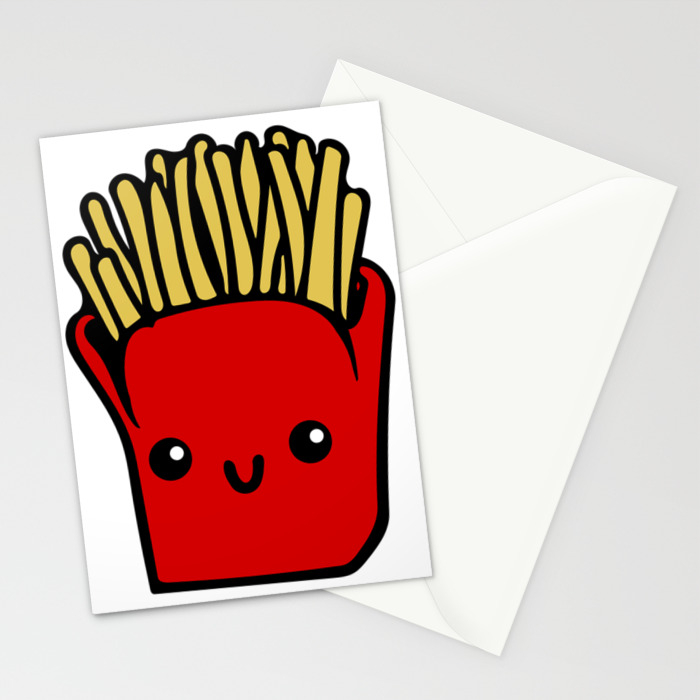 Fries Fun Cartoon Chips Character Characters Cute Fast Food Stationery Cards By Abllo Society6