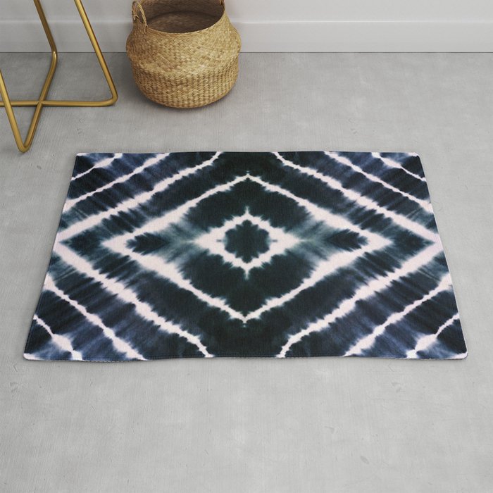 SHIBORI BLUE WAKE UP CALL INDIGO Rug by Monika Strigel Society6