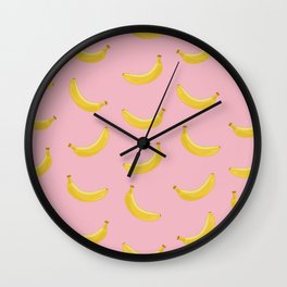 Banana in pink Wall Clock