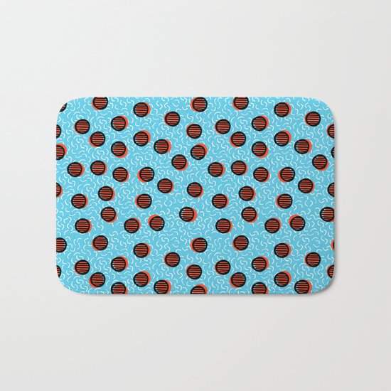 Swish - abstract retro throwback 1980s neon basketball sports college dorm pattern print bright fun Bath Mat