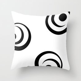 Minimal abstract circles drawing in black and white Throw Pillow