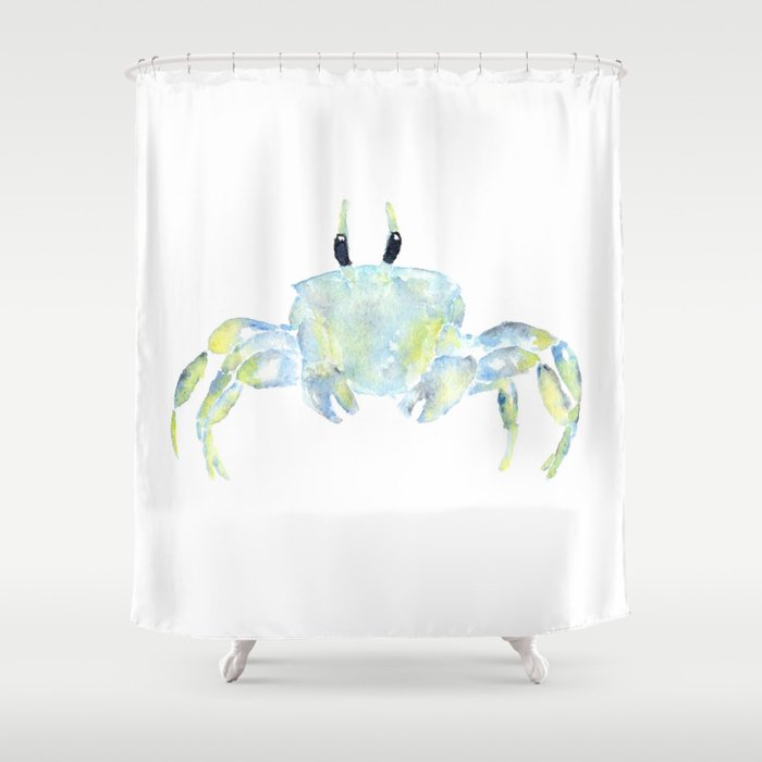 Ghost crab, ocean watercolor Shower Curtain