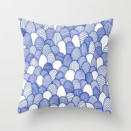 Striped Scallops - Blue Throw Pillow