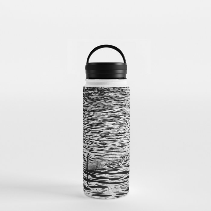 Swans On Water | Black and White Nature Photography  Water Bottle