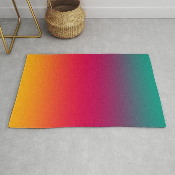Poseidon - Classic Colorful Warm Abstract Minimal Retro Style Color Gradient Rug
