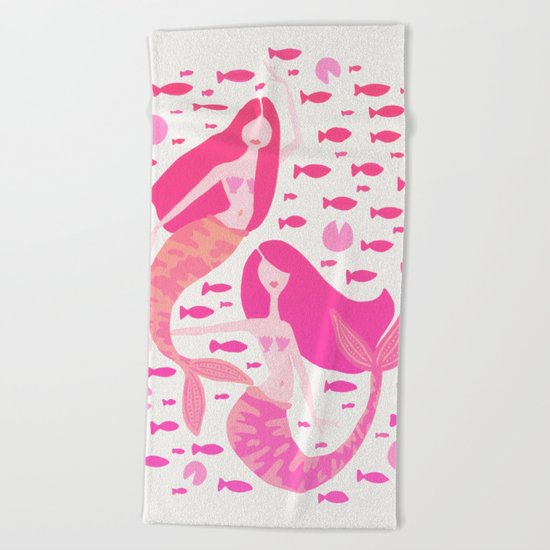 Koi Mermaids – Pink Palette Beach Towel