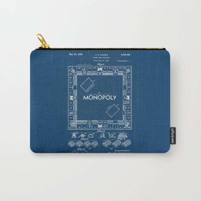 Monopoly blue Patent Carry-All Pouch