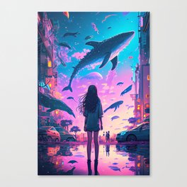 Pastel Skies and Whales Canvas Print