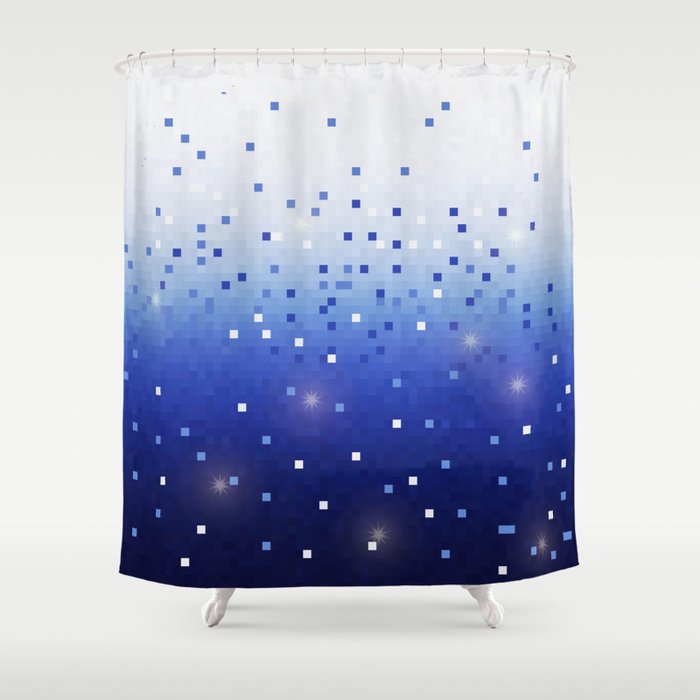 Blue Square Confetti Shower Curtain