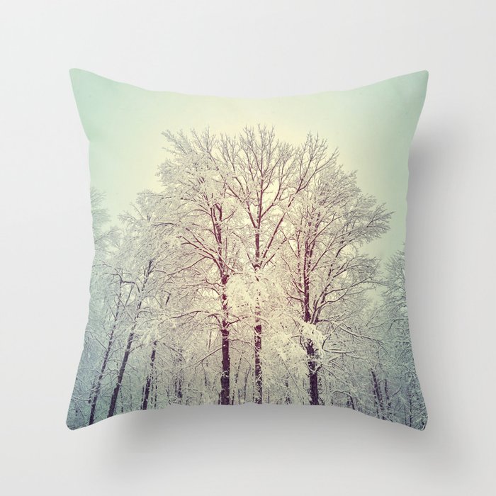 Snowy Dreamy Trees 2 Throw Pillow