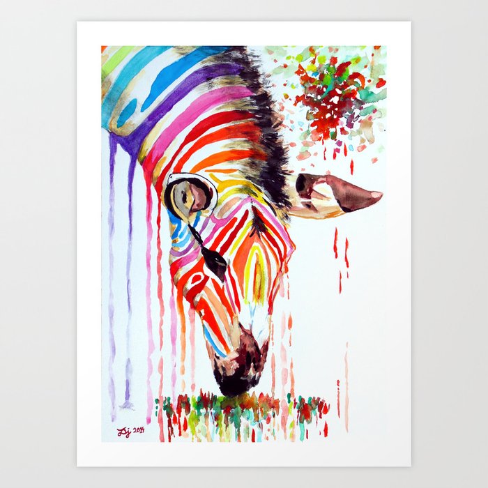 Rainbow Zebra Art Print by Daniel Janda