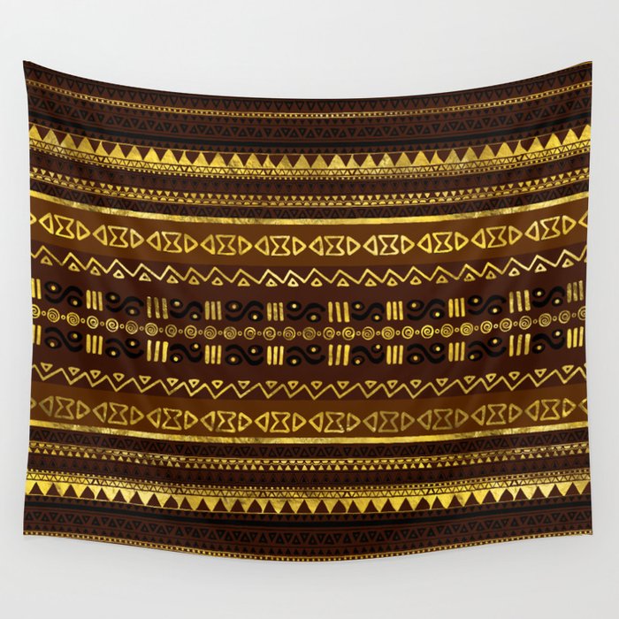 Kess InHouse Pom Graphic Design Inca Gold Trail Yellow Brown Wall Tapestry 68 X 80