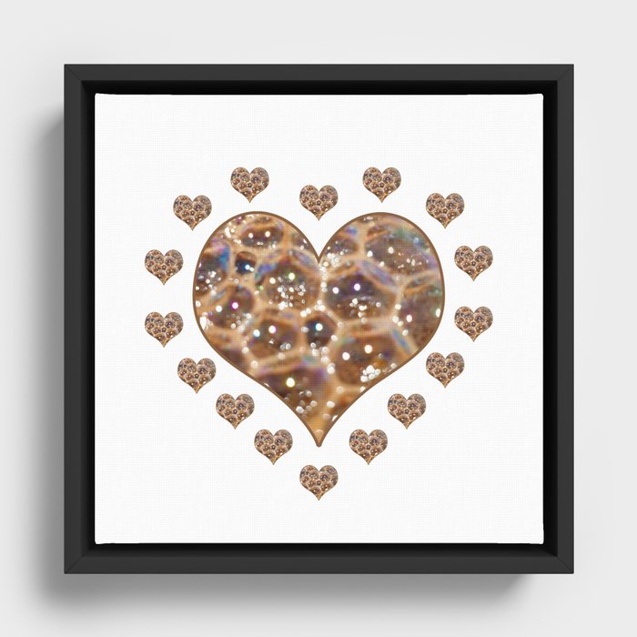 Coffee Heart Bubbles Framed Canvas