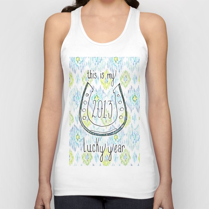 2013 - My Lucky Year Print, hand lettered horse-shoe Tank Top