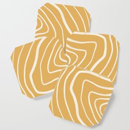 Abstract Yellow Line Pattern Coaster