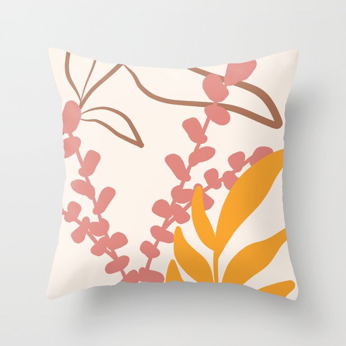 Abstract Terracotta Botanical Throw Pillow