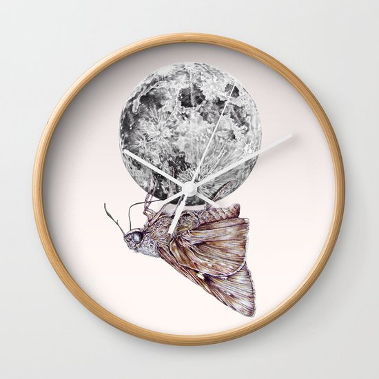 In which a moth is enticed by the light of the moon Wall Clock