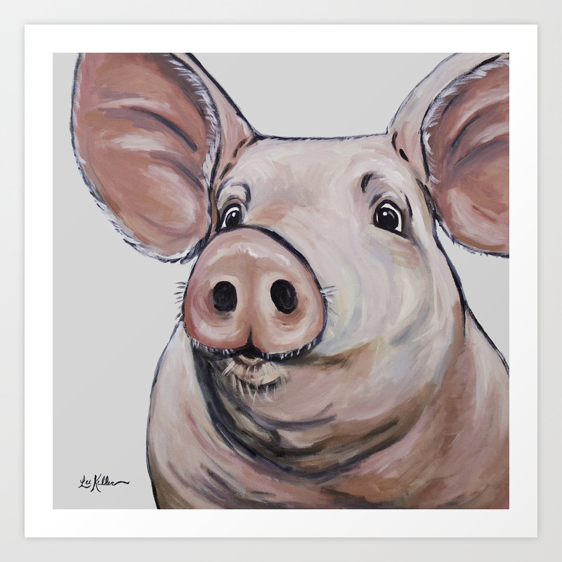 Pig Art Cute Pig Art From Original Painting Art Print By