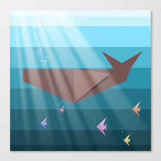 LIVING SEA (origami animals whales) Canvas Print