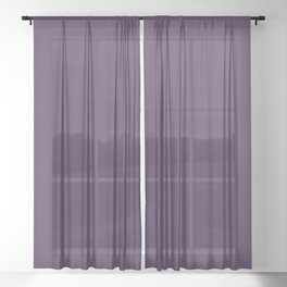 Fig Purple Solid Color Popular Hues Patternless Shades of Purple Collection - Hex Value #43294D Sheer Curtain