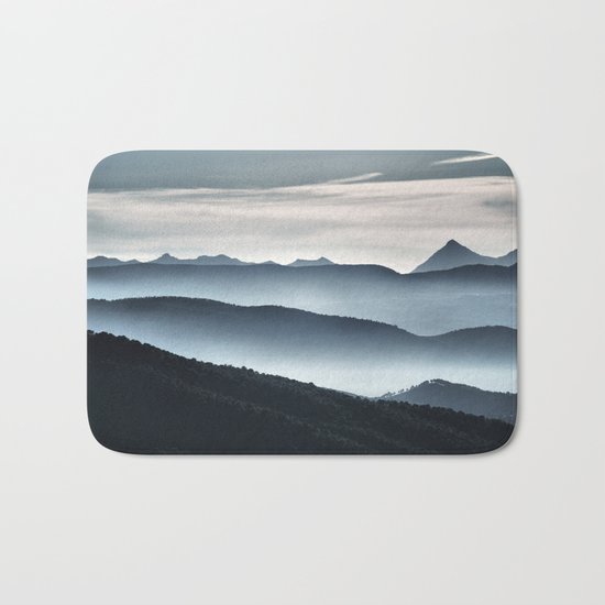 "Misty mountains". Blue hour Bath Mat