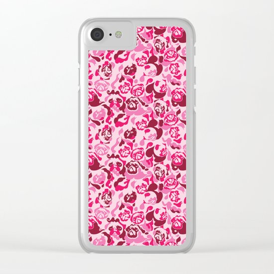 Pug Camouflage Pink Clear iPhone Case