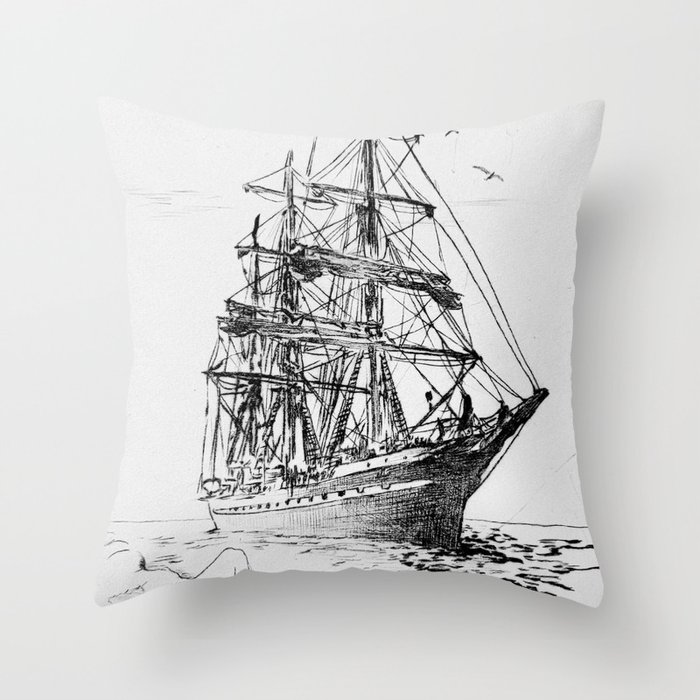 Old Ship Throw Pillow
