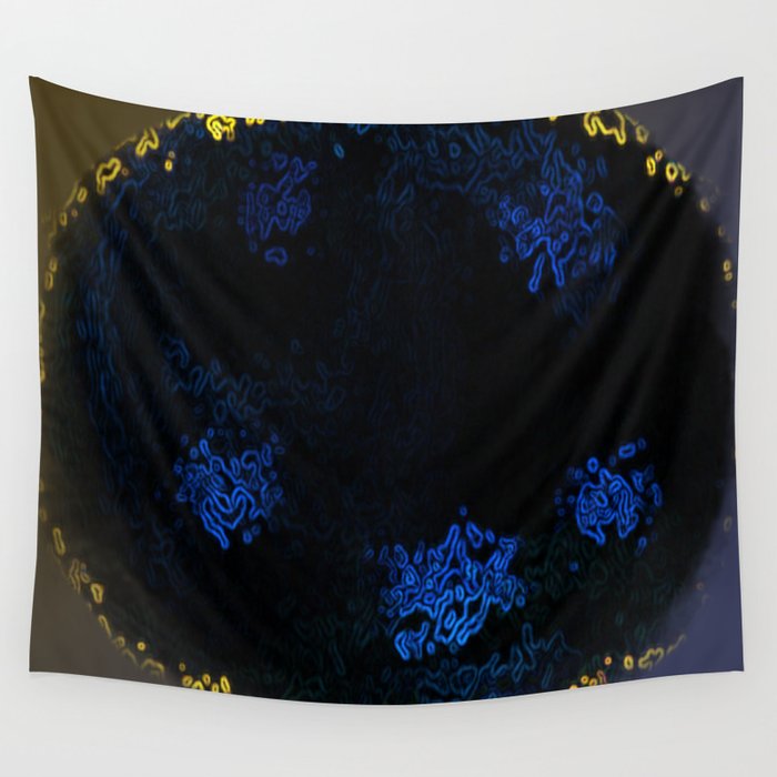 Stylish Black blue microscopic pattern design Wall Tapestry