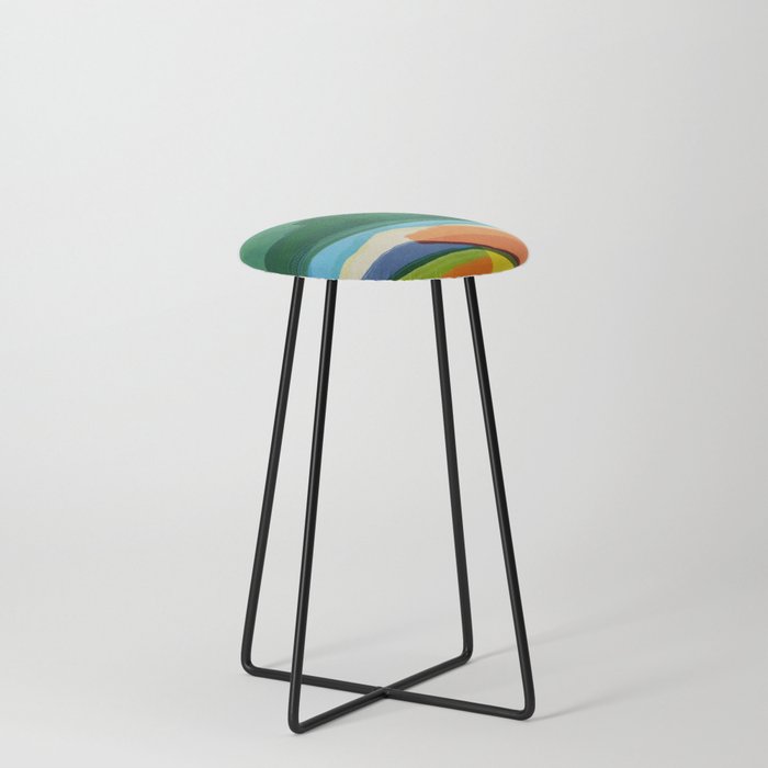 Sunset over the abstract hills Counter Stool