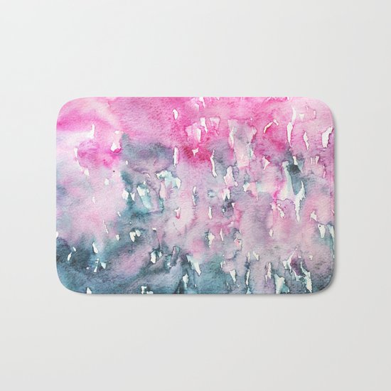 When indigo loves pink || watercolor Bath Mat