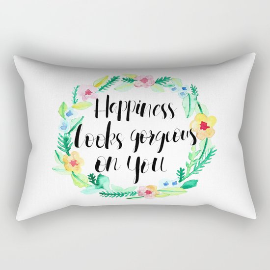 Happiness Looks Gorgeous Rectangular Pillow
