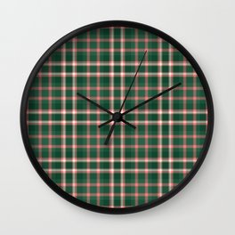 preppy_plaid pink and green Wall Clock