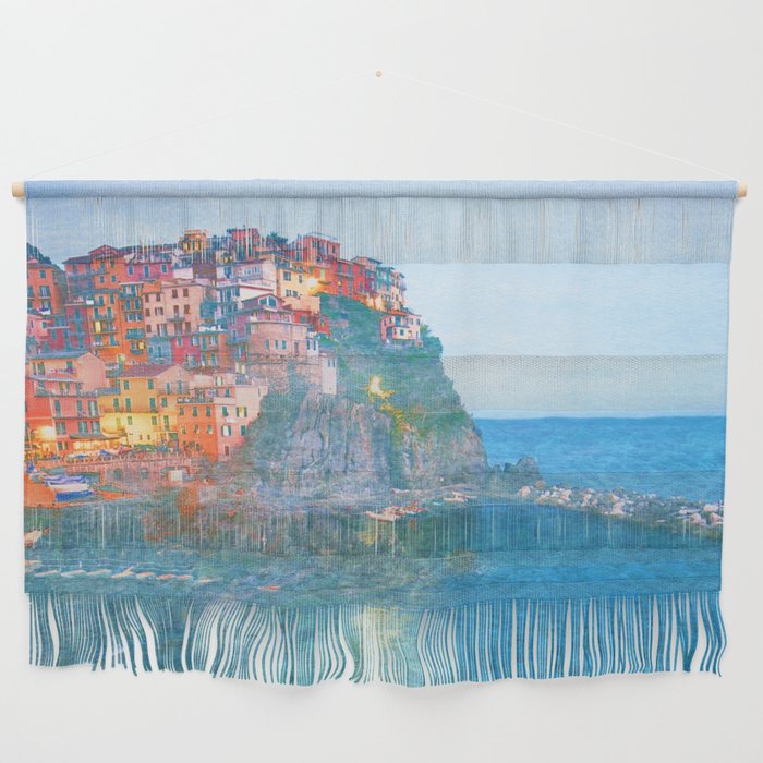 cliff in Italy impressionism painted realistic scene Wall Hanging