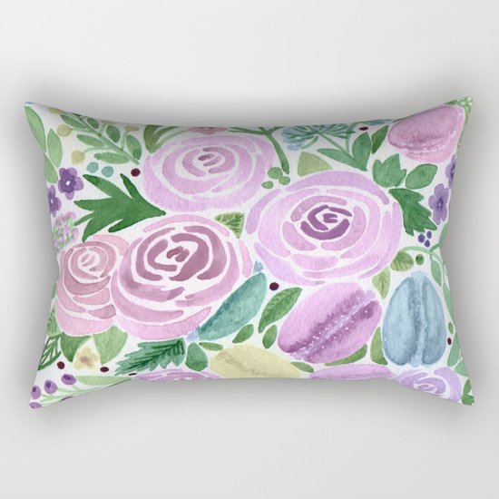 Watercolor . Macaroons in the colors . Rectangular Pillow