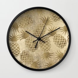Elegant luxury gold tropical pineapple illustration Wall Clock