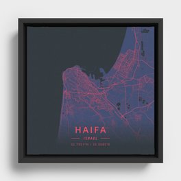 Haifa, Israel - Neon Framed Canvas