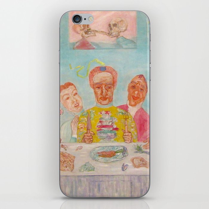 Banquet of the Starved, comical repast the last supper with skeleton portraits grotesque art portrait painting by James Ensor iPhone Skin