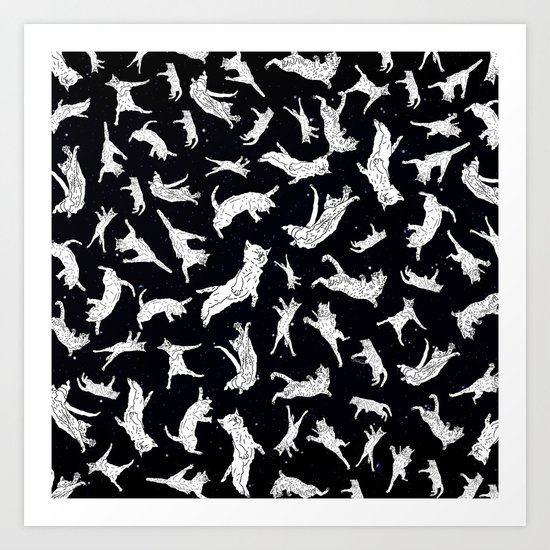 Flying Space Cats Art Print