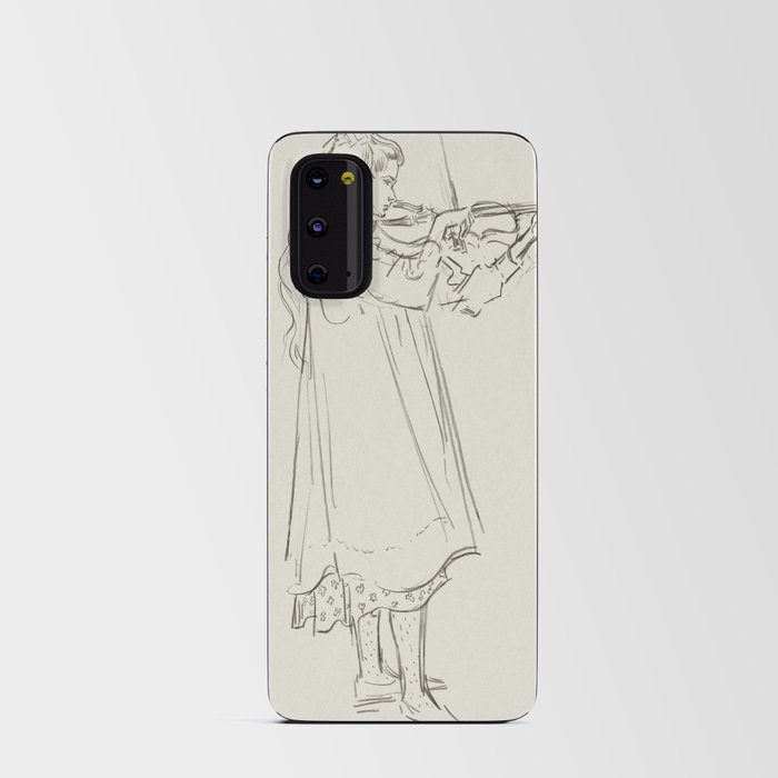 Girl playing the violin by Jan Toorop Android Card Case