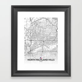 North Richland Hills, Texas, United States - Light City Map Framed Art Print
