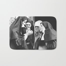 Nuns Smoking High Resolution Version Bath Mat | Nunssmoking, Religious, Black And White, Funny, Art, Catholic, Antique, Religion, Vintage, Christian 