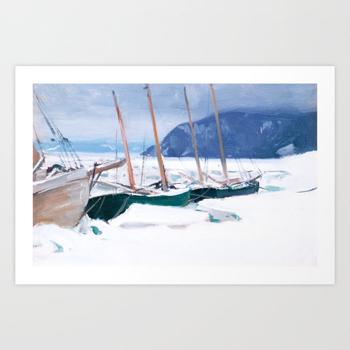 Clarence Gagnon - Schooners in Ice Floes - Canada, Canadian Oil Painting - Group of Seven Art Print