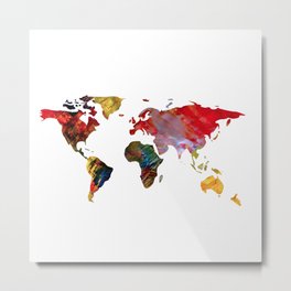 Multicolored World Map Metal Print | Art, Stencil, Painting, Geography, Stencilart, Acrylic, Earth, Worldmap, Stencilpainting, World 