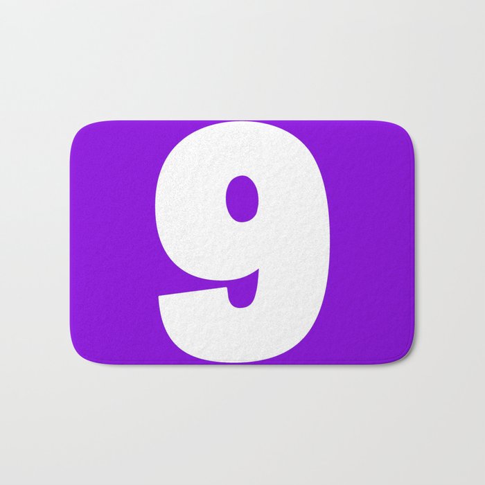 9 (White & Violet Number) Bath Mat