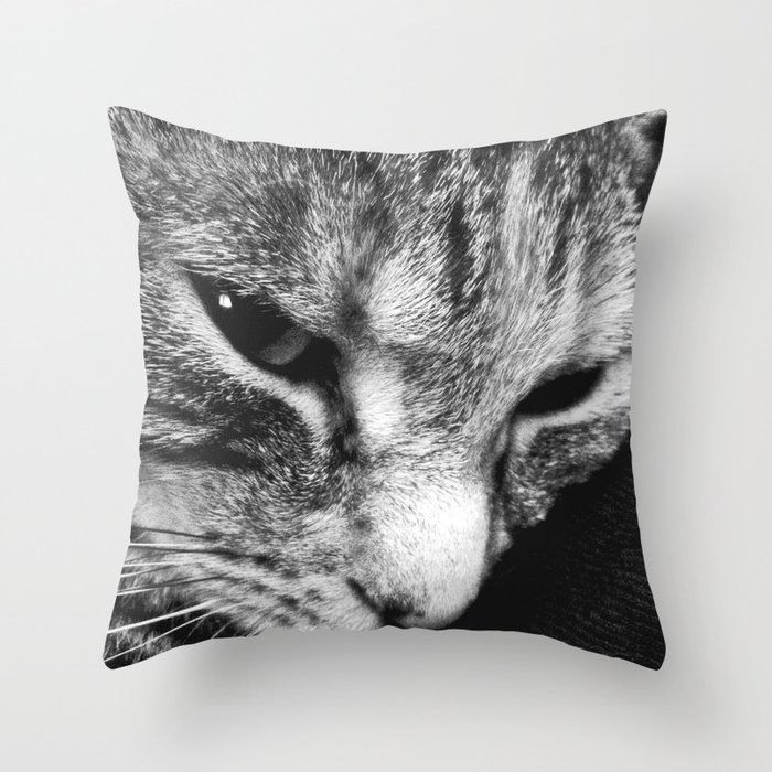 B&W Cat Throw Pillow