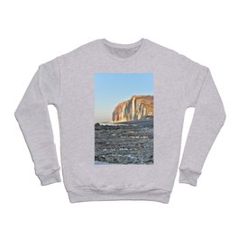 Cliffs Normandy, France - blush orange reflections - coastal beach - Travel photography Crewneck Sweatshirt