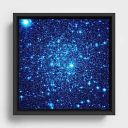 Vivid Blue gALaxY Stars Framed Canvas