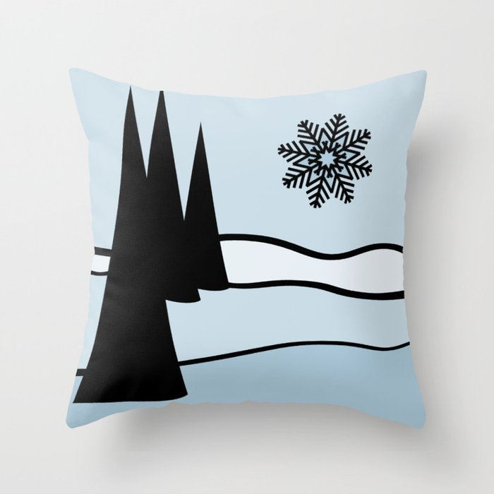 Christmas Trees and Snow Flake Throw Pillow