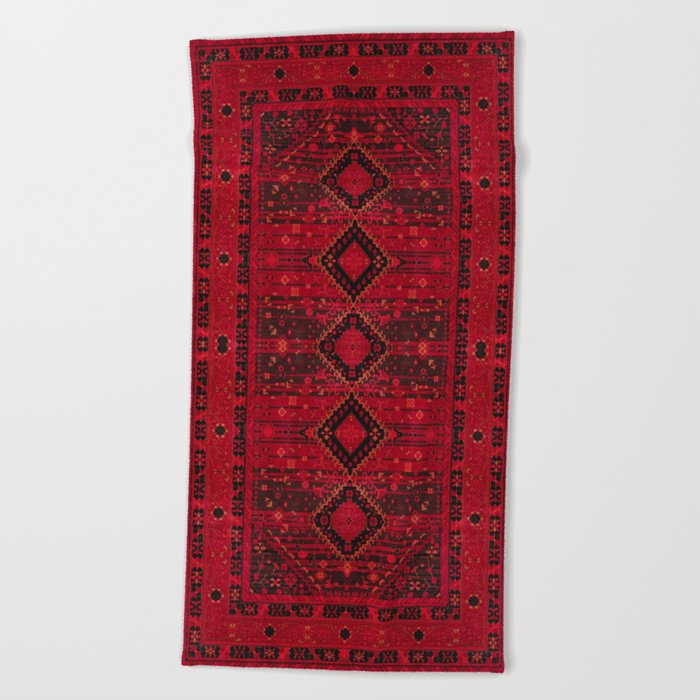 Ruby Tapestry: Heritage Oriental Bohemian Moroccan Art Beach Towel